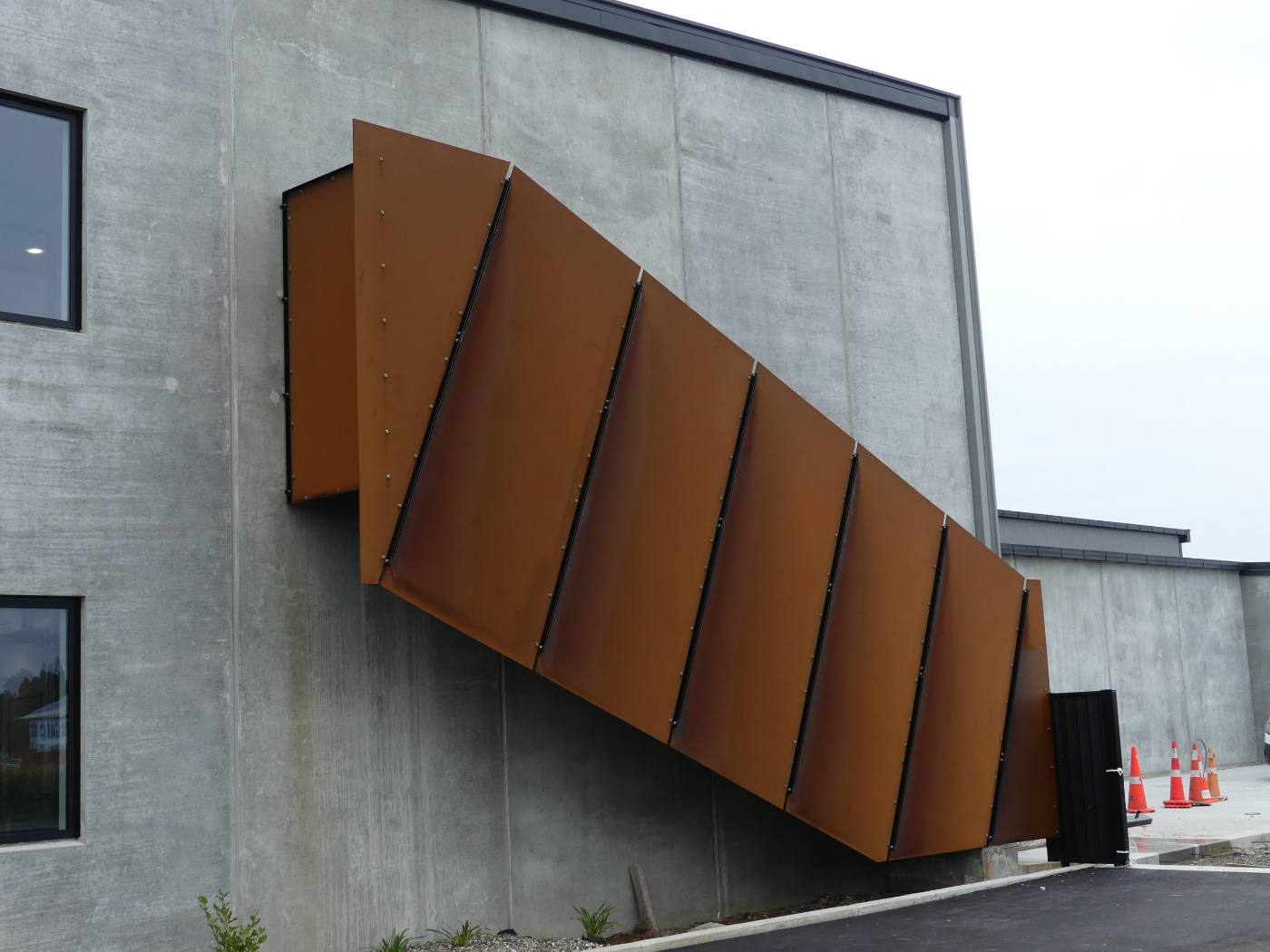 Corten steel architectural feature on a building