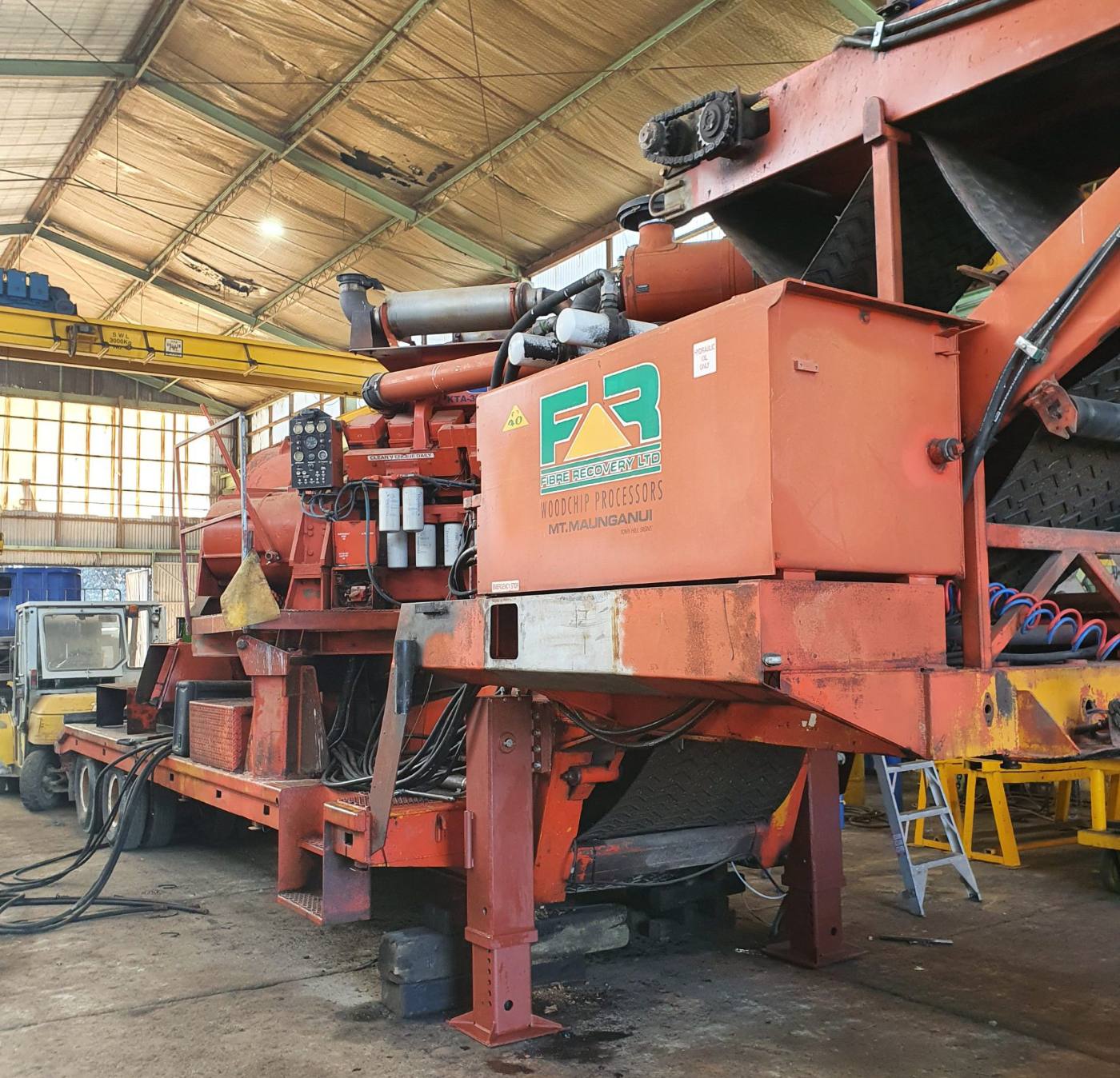 Close view of a processing machine under modification